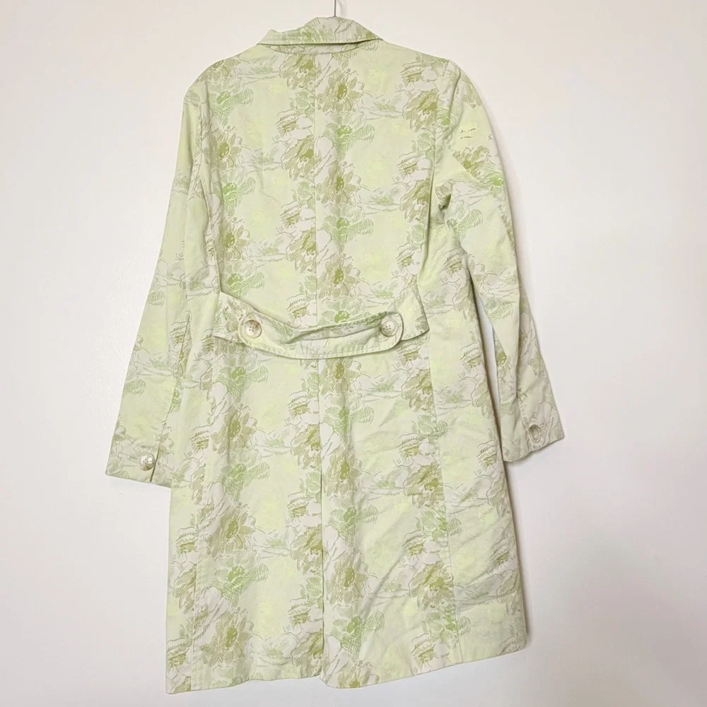 Old Navy Light Green Floral Trench Coat - Picture 3 of 3